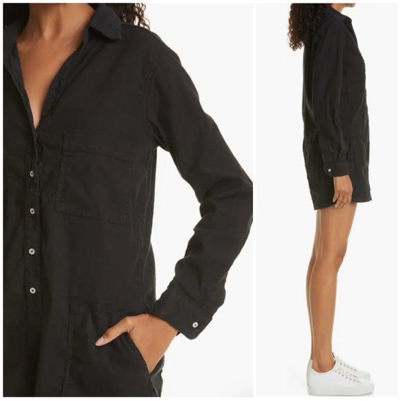 NWT Frank & Eileen Ireland Romper Cotton Linen Long Sleeve Loose Black XXS - Picture 3 of 14